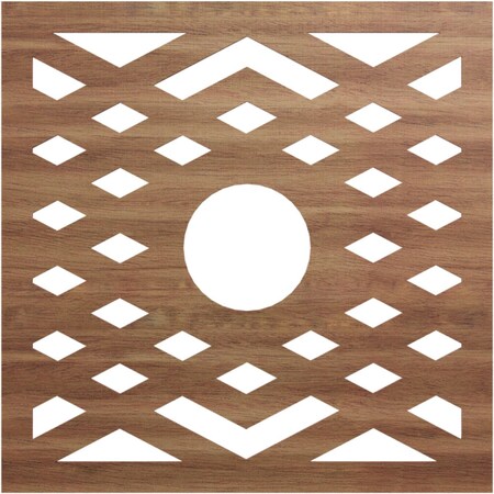 Ekena Millwork Chevron Wood Fretwork Pierced Ceiling Medallion, Walnut, 30"OD x 7 3/4"ID x 1/4"T CMWP30X30X0250CHWA
